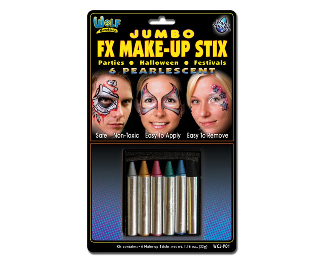 Jumbo Face Paint Sticks – Assorted Colors, Water-Based, Non-Toxic, Easy Wash